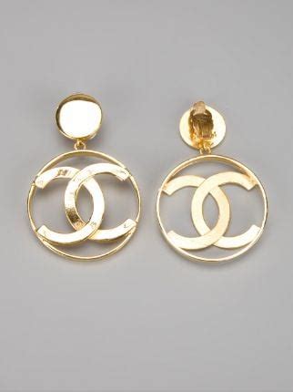 earrings chanel logo|vintage chanel logo earrings.